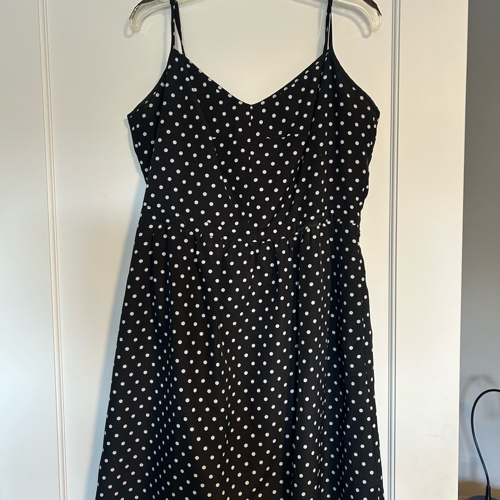J. Crew Black and White Polka Dot Midi Dress